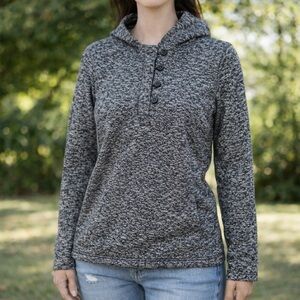 Columbia Charcoal Marled Hooded Button Pullover